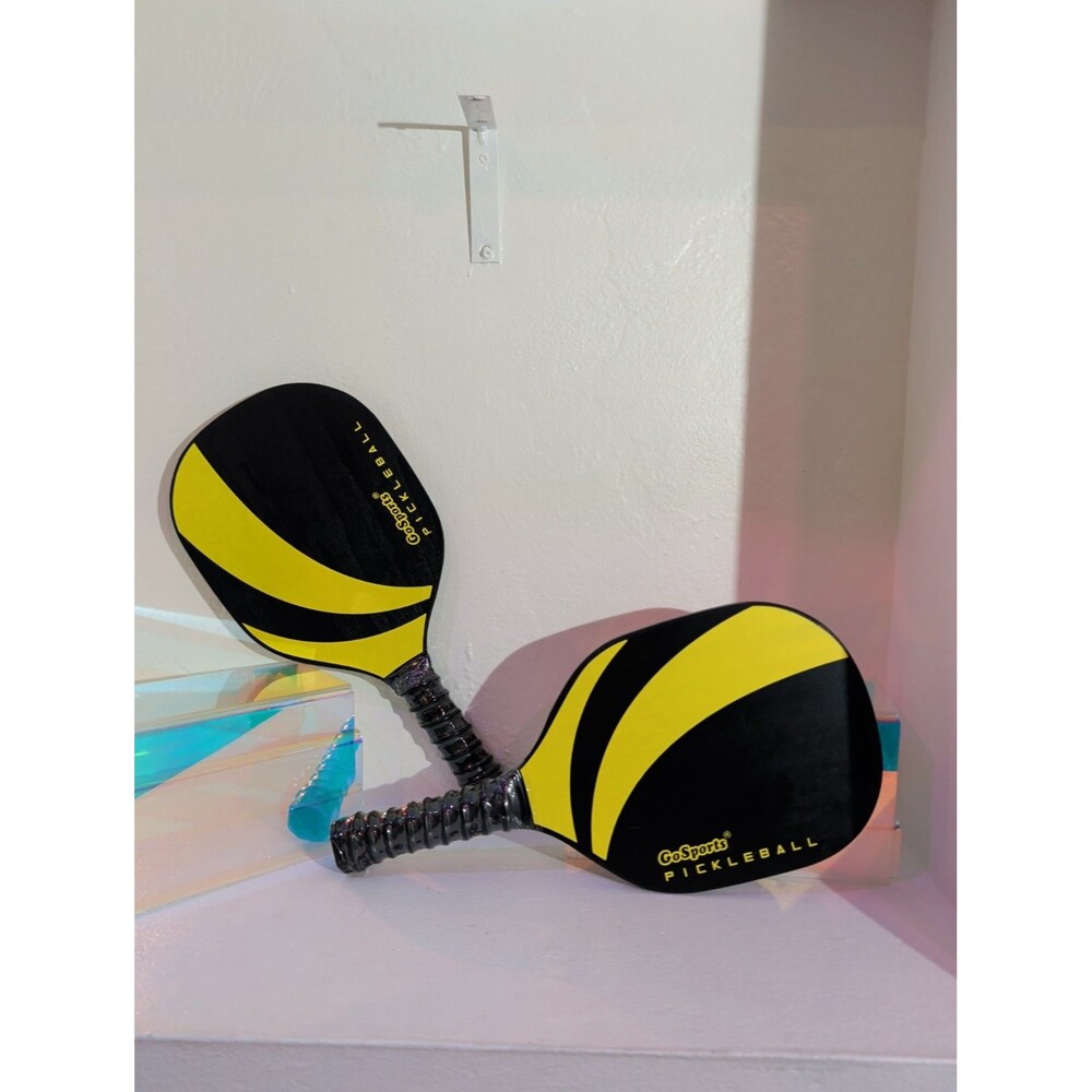 GoSports Pickleball Paddles Set of 2 Black Yellow Recreational Paddle Pair